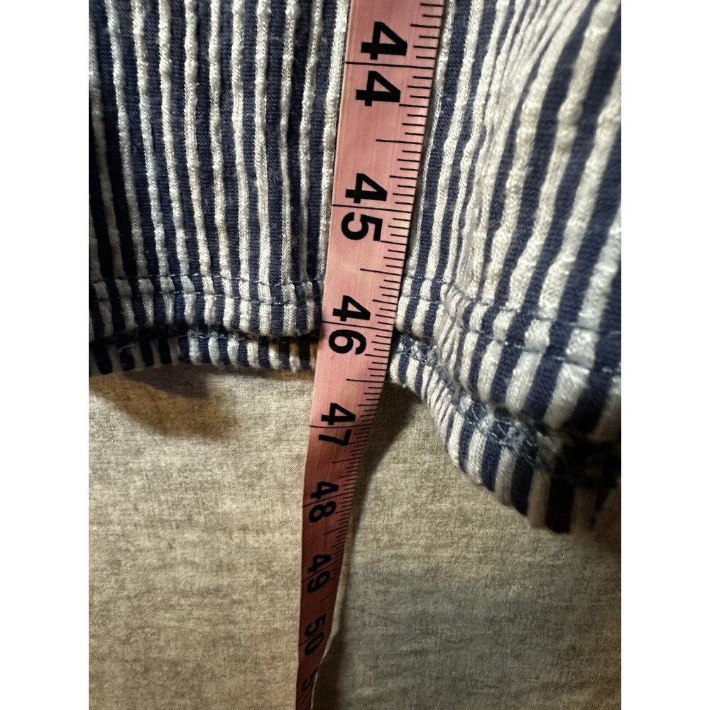 Caution To The Wind Sleeveless Midi Dress Blue White Stripe Ruffle Collar Sz Sm - Picture 3 of 5